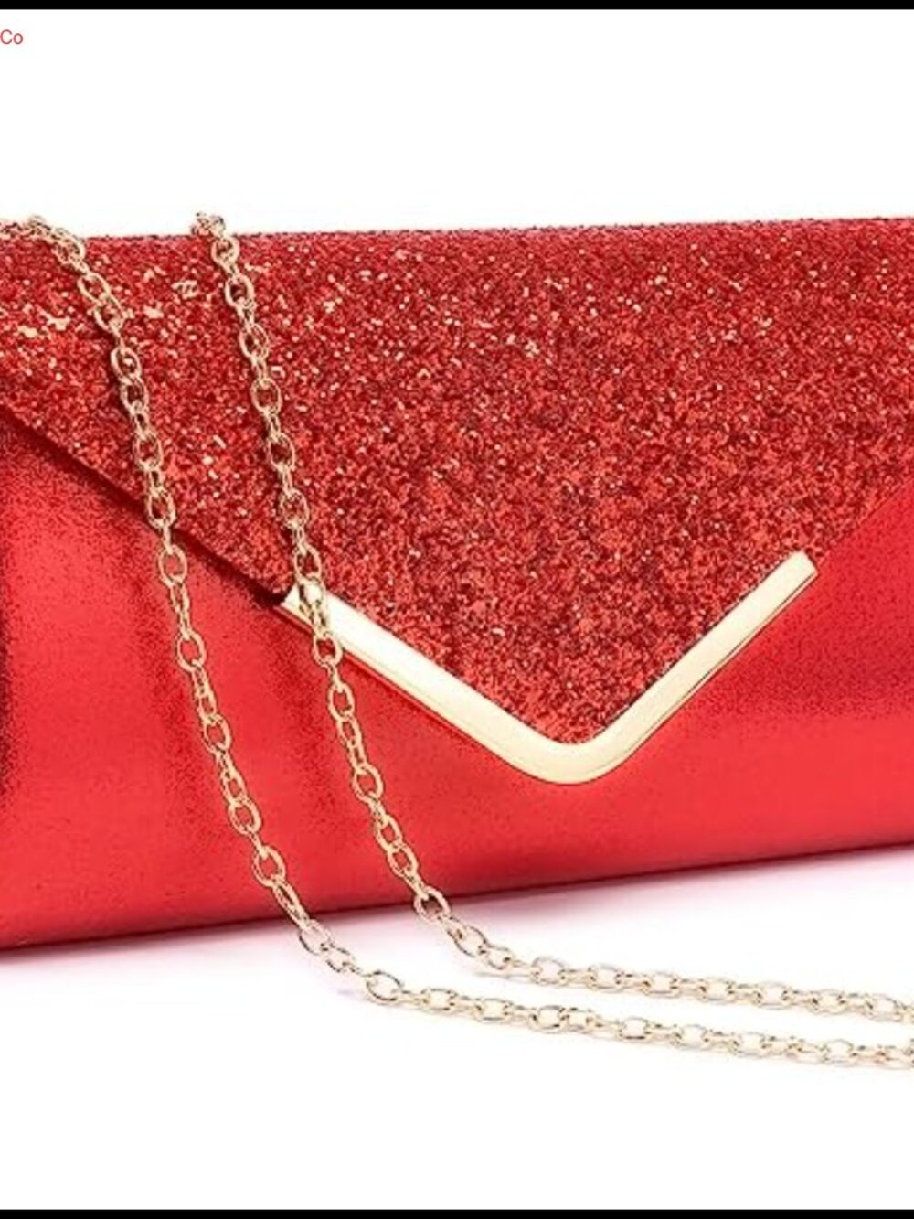 Glitter Envelope Evening Clutch with Chain Strap Formal Party Purse